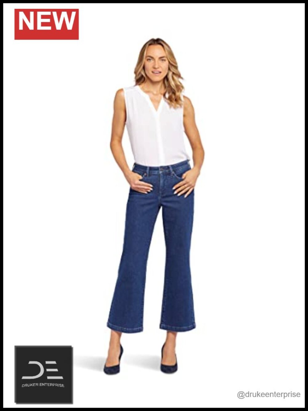 NYDJ Relaxed Flare Jeans Women's Mid Rise Ankle Cotton Elastane Stretch